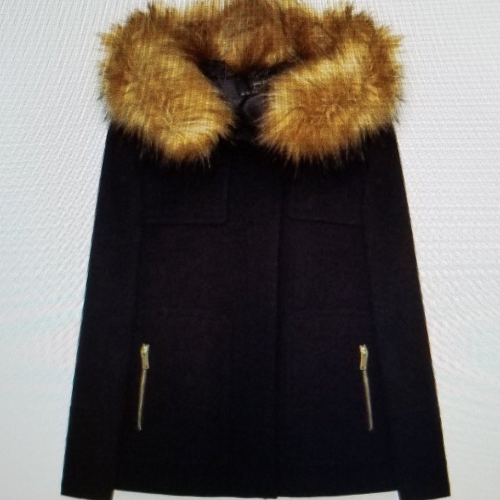 Zara coat with faux fur hood - XS NWOT